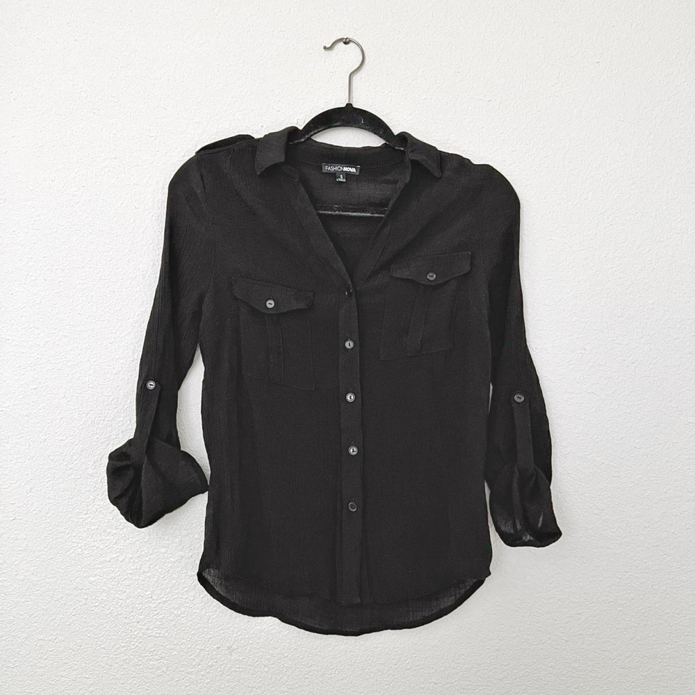 Fashion Nova Black Button-Up